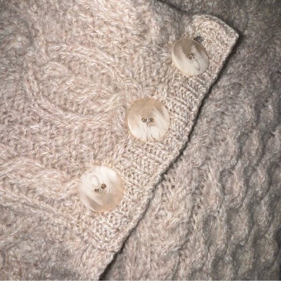 Aran Crafts Merino Wool Irish Cable Knit Cardigan Sweater Cream Women L - Picture 5 of 9